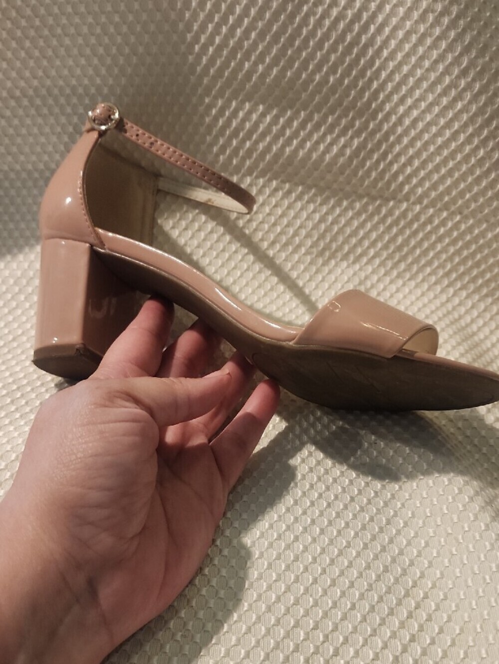 Anne Klein Blush Patent Ankle-Strap Block Heels - Picture 5 of 15